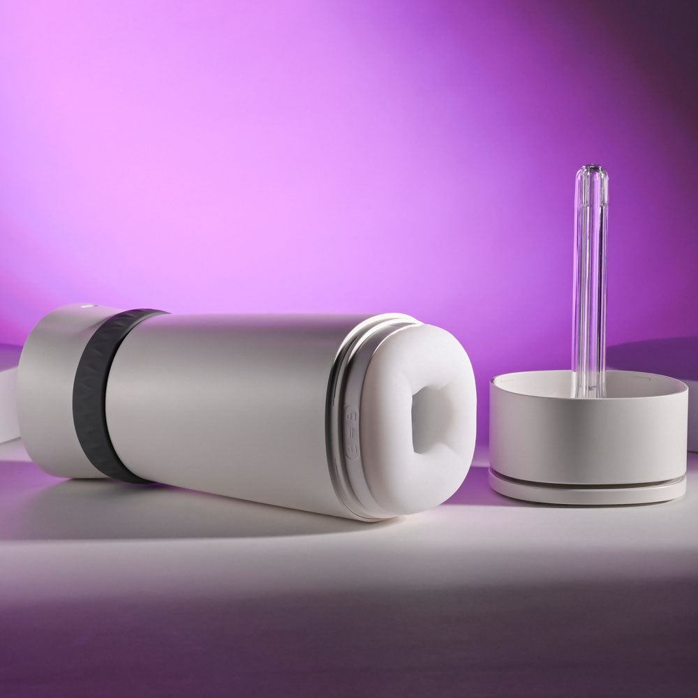 Playboy Pleasure TWIST & STROKE - White USB Rechargeable Heated Stroker with UV-C Sanitizing Technology