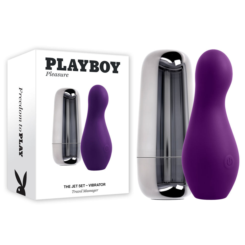 Playboy Pleasure Jet Set Vibrator - Purple 10.2 cm with Self-Charging Case (Body-Safe, USB Rechargeable)