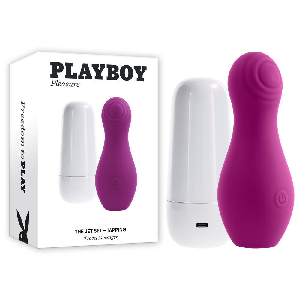 Playboy Pleasure The Jet Set Tapping Stimulator - Purple 10.2 cm Rechargeable with Charging Case for Enhanced Wellness