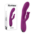 Playboy Pleasure BUSY BUNNY - USB Rechargeable Purple Rabbit Vibrator with Tapping Shaft (22.6 cm, Body-Safe Silicone)