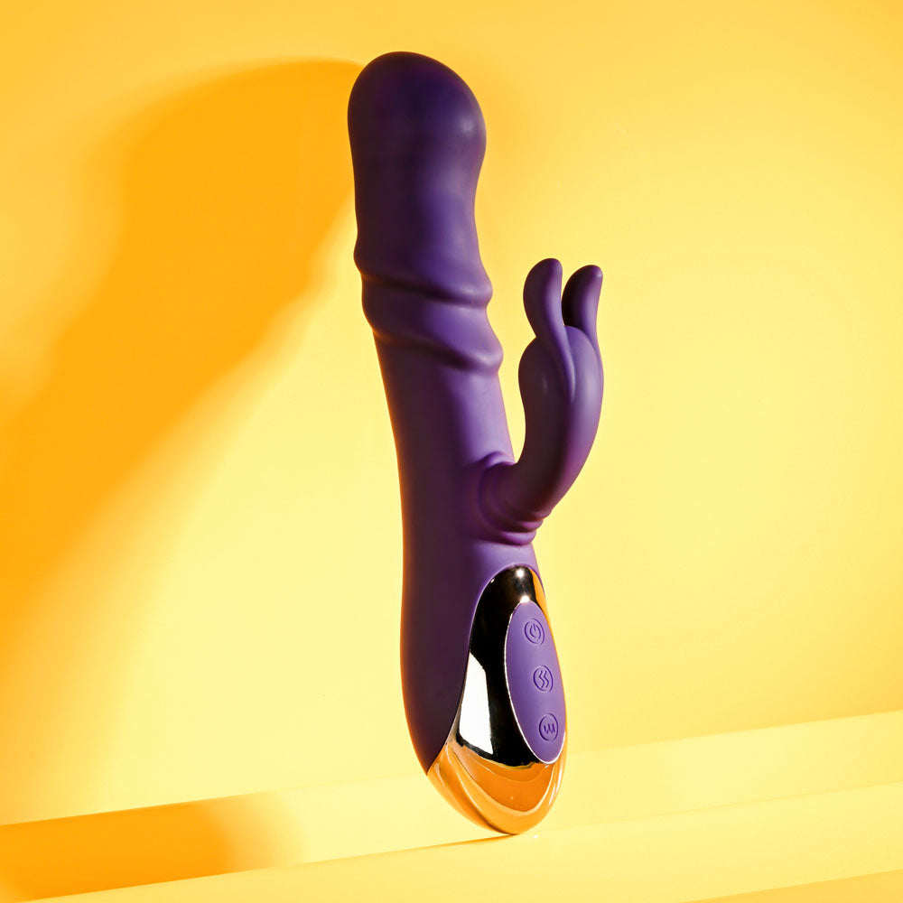 Playboy Pleasure BUNNY PUNCH – Purple USB Rechargeable Twirling Rabbit Vibrator (24.4 cm, Body-Safe Silicone)