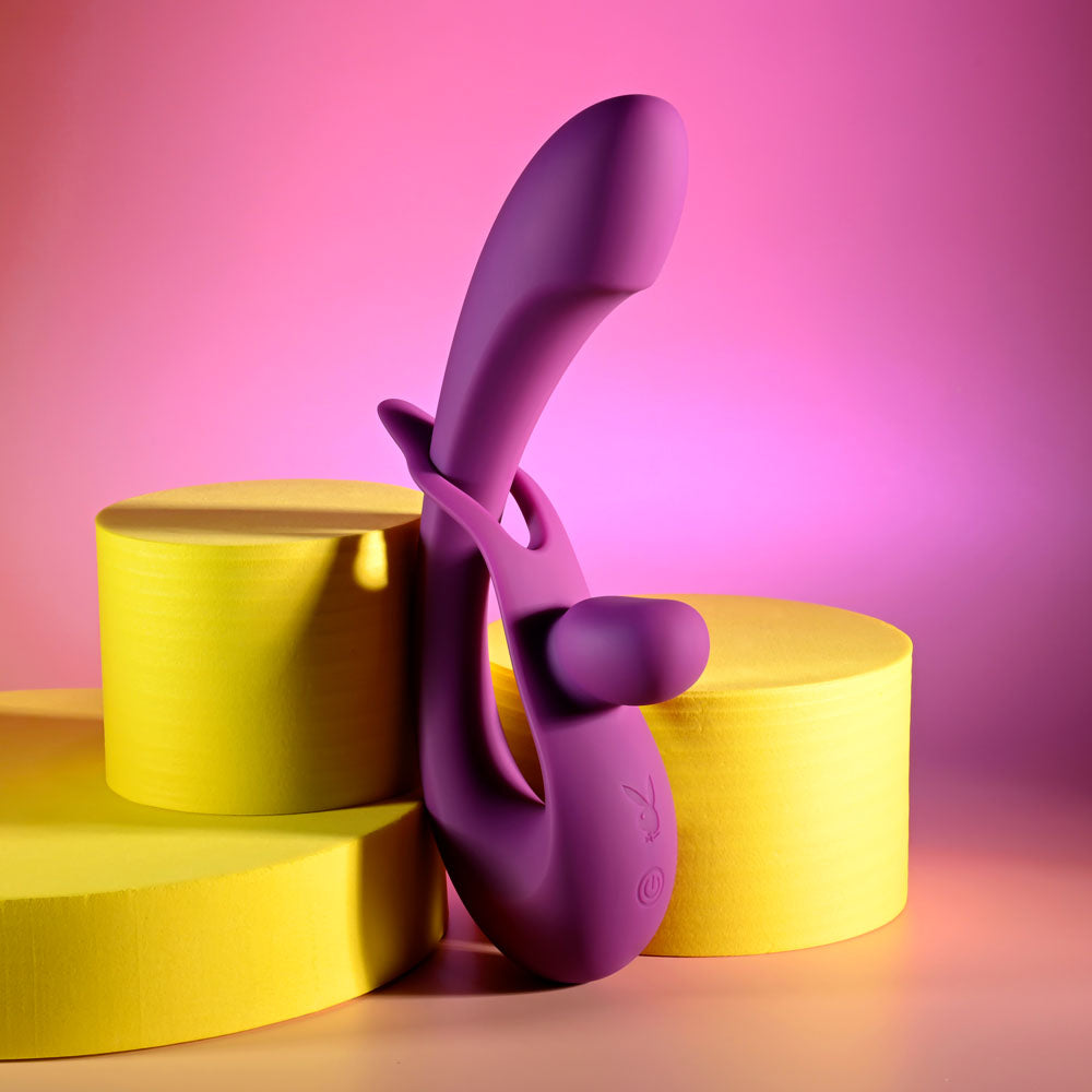 Playboy Pleasure CHA CHA SLIDE Rabbit Vibrator – Purple (20 cm, USB Rechargeable, Body-Safe Silicone)