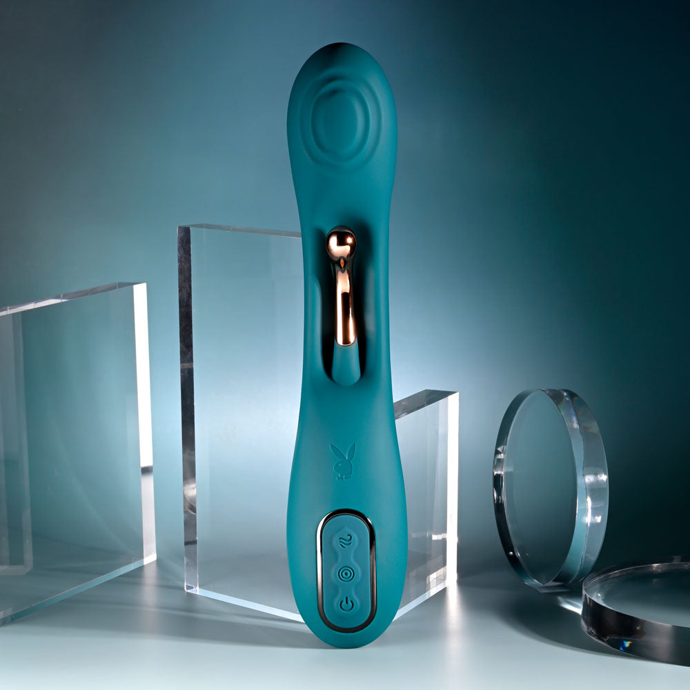 Playboy Pleasure AURELIE - Eco-Friendly Green 22.7 cm USB Rechargeable Vibrator with Internal Flicker for Ultimate Wellness