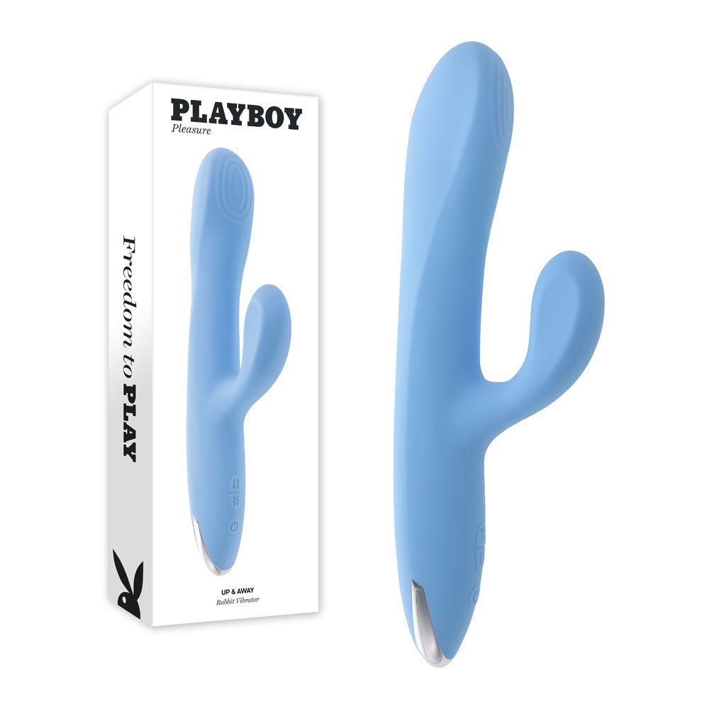 Playboy Pleasure UP AND AWAY - Blue 26.7 cm USB Rechargeable Rabbit Vibrator for Enhanced Wellness and Intimacy
