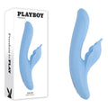 Playboy Pleasure IN BLOOM - Blue 23.5 cm USB Rechargeable Thrusting, Tapping & Heating Dual Vibrator for Enhanced Wellness