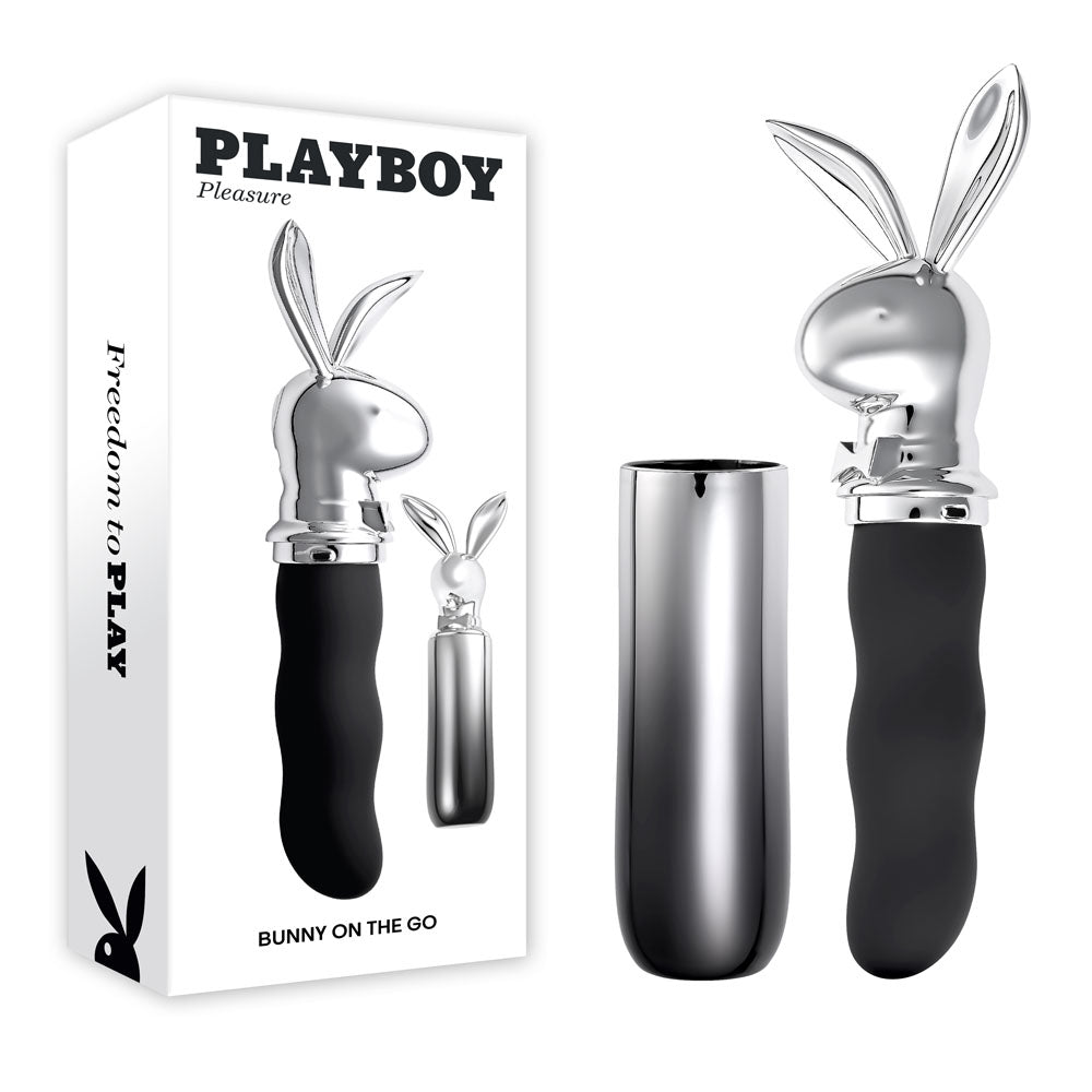 Playboy Vibrator – USB-C Rechargeable, Body-Safe Silicone – Black/Chrome – 18.6 cm