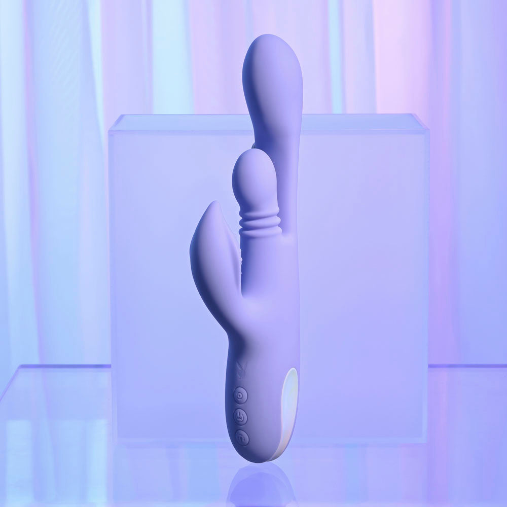 Playboy Pleasure NUBBIN RUBBIN - Purple 24.1 cm USB Rechargeable Thrusting Rabbit Vibrator for Ultimate Wellness and Satisfaction