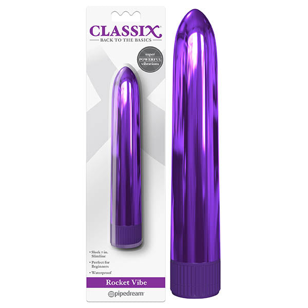 Classix Metallic Purple Rocket Vibrator - 17.8 cm (7'') Body-Safe Silicone for Wellness and Pleasure