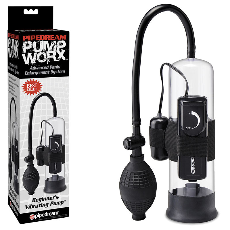 Pump Worx Pumps – Beginner-Friendly, Vibrating – Clear/Black