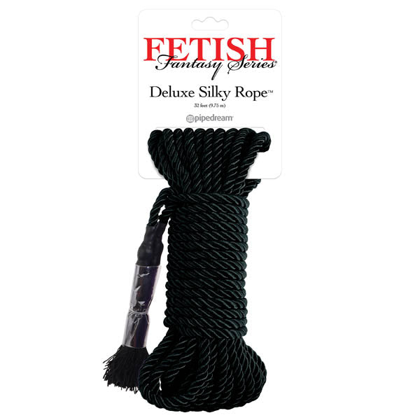 Fetish Fantasy Deluxe Bondage Rope – Silky, Black – 9.75 m