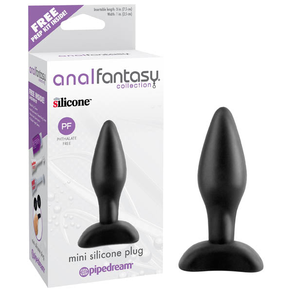 Anal Fantasy Collection Mini Body-Safe Silicone Plug - Black 7.5 cm (3'') - Wellness-Focused Butt Plug