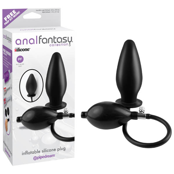 Anal Fantasy Collection Inflatable Butt Plug – Body-Safe Silicone – Black – 10.8 cm