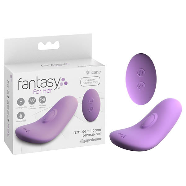 Fantasy For All Remote-Controlled Silicone Please-Her Stimulator - Vibrant Purple USB Rechargeable Pleasure Device with Wireless Remote