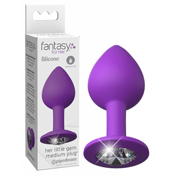 Fantasy For All Little Gem Medium Butt Plug - Purple 8.1 cm Body-Safe Silicone with Jewel Base