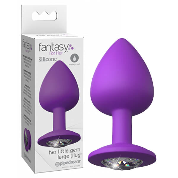 Fantasy For All Large Gem-Decorated Butt Plug - Purple 9.6 cm Body-Safe Silicone Toy