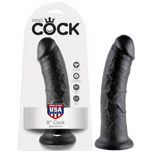 King Cock Dongs – Realistic, Body-Safe Silicone – Black – 20.3 cm