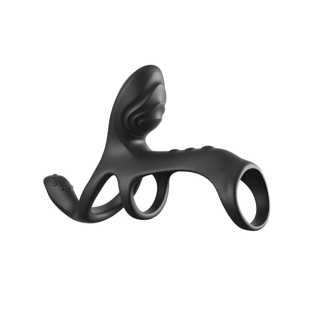 Fantasy C-Ringz Ultimate Couples Cage Max - Black USB Rechargeable Vibrating Cock Ring for Enhanced Pleasure