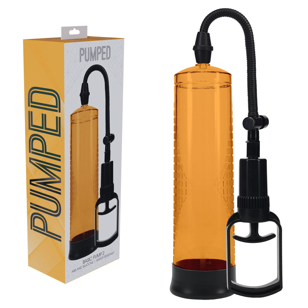 PUMPED Basic Penis Pump 2 - Vibrant Orange - Body-Safe, Rechargeable, and User-Friendly