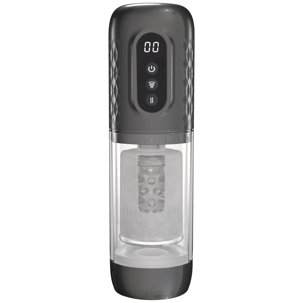 PUMPED Masturbator – USB Rechargeable, Rotating – Gunmetal Grey – Compact