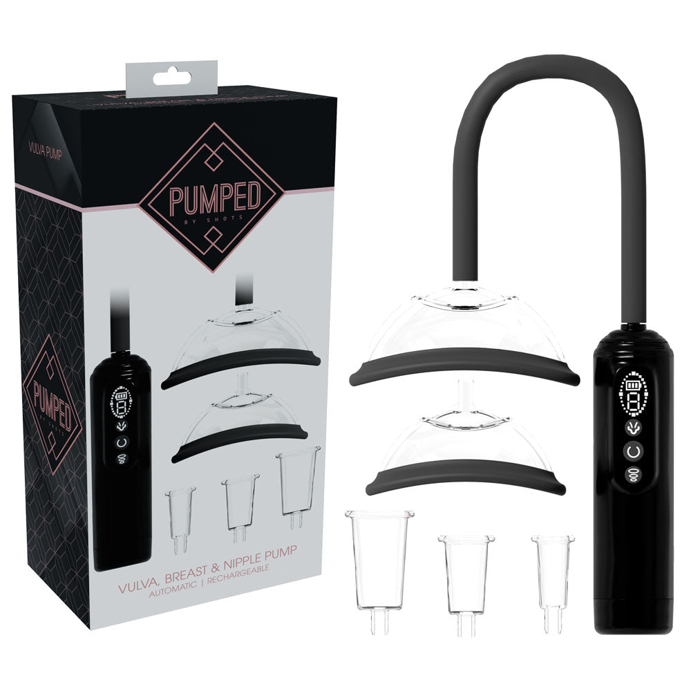 PUMPED black vulva breast and nipple pump set