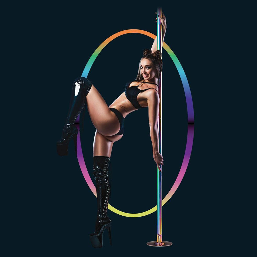 Power Pole Pro - Rainbow Chrome Dance Pole Kit (Portable, Adjustable, Easy Installation)