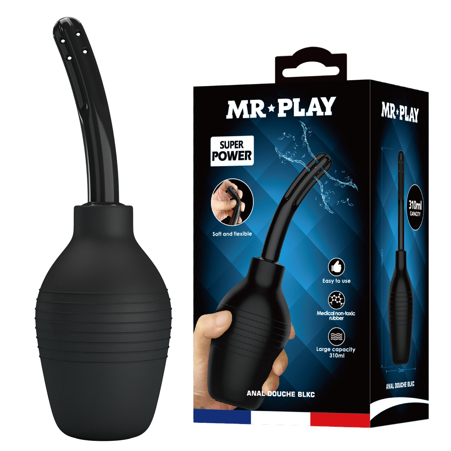 MR PLAY Unisex Anal Douche – Black, 310 ml Capacity – Body-Safe Cleaning Solution for Wellness