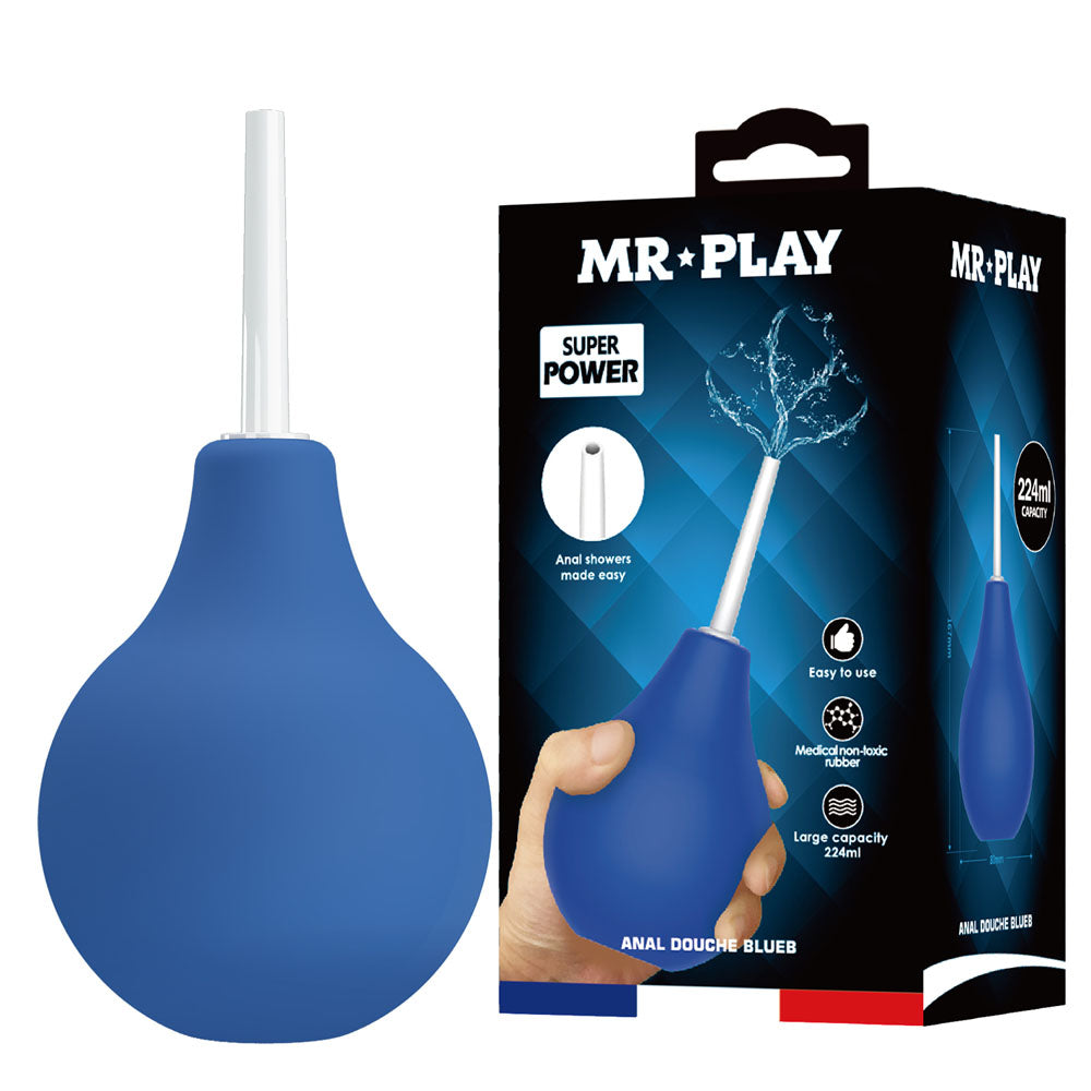 MR PLAY Unisex Anal Douche - 224 ml Capacity - Body-Safe Blue Douche for Wellness and Hygiene