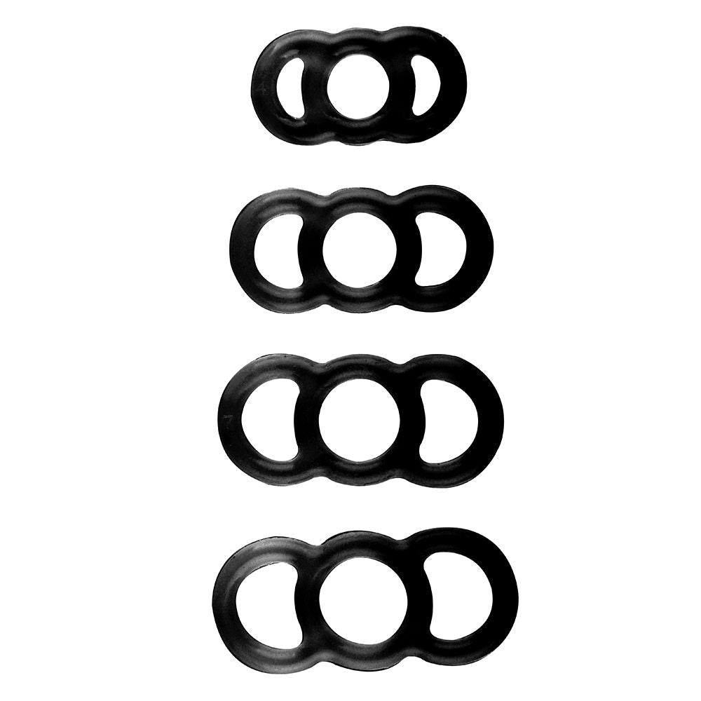 LuvPump Cock Rings – Body-Safe Silicone – Black – Set of 4 Sizes