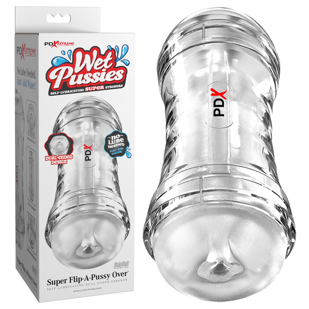 PDX Wet Masturbator – Dual Ended, Self-Lubricating – Clear