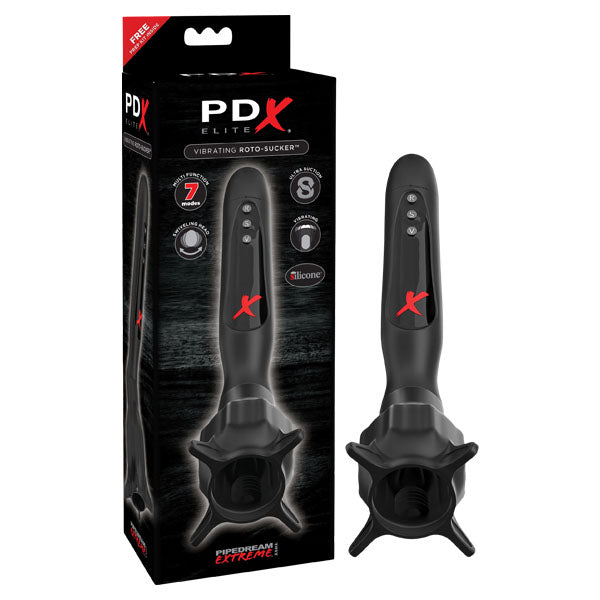 PDX Elite Masturbator – Vibrating, Body-Safe Silicone – Black