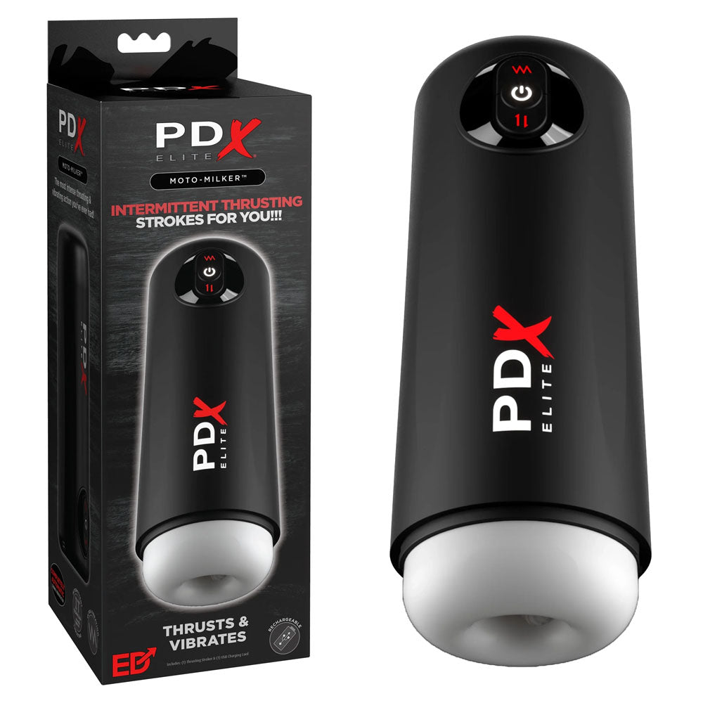 PDX Elite Masturbator – USB Rechargeable, Thrusting & Vibrating – Black