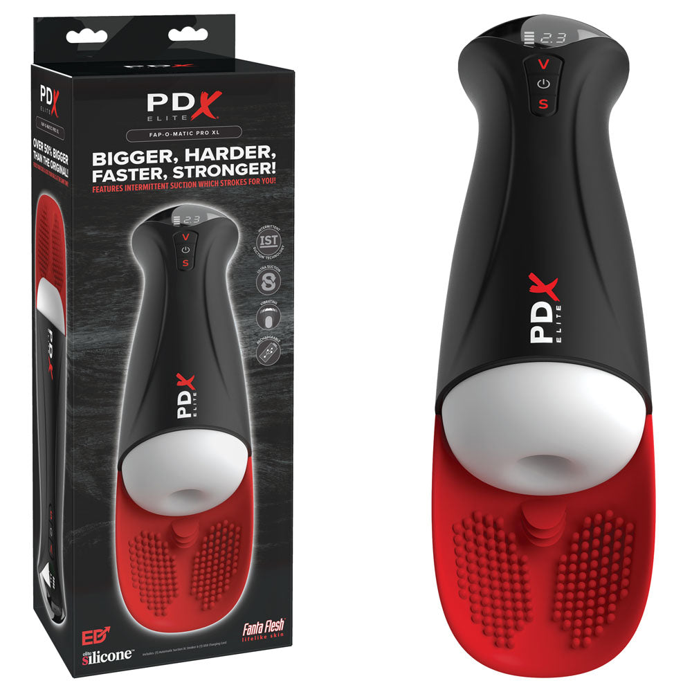 PDX Elite Masturbator – USB Rechargeable, Compact Design – White/Red