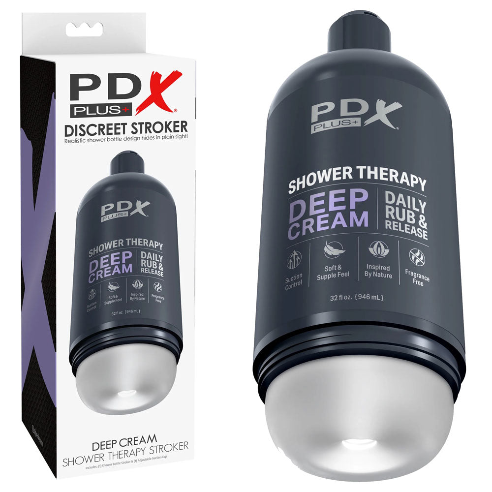PDX Plus Masturbator – Suction Base, Discreet Design – Frosted Clear