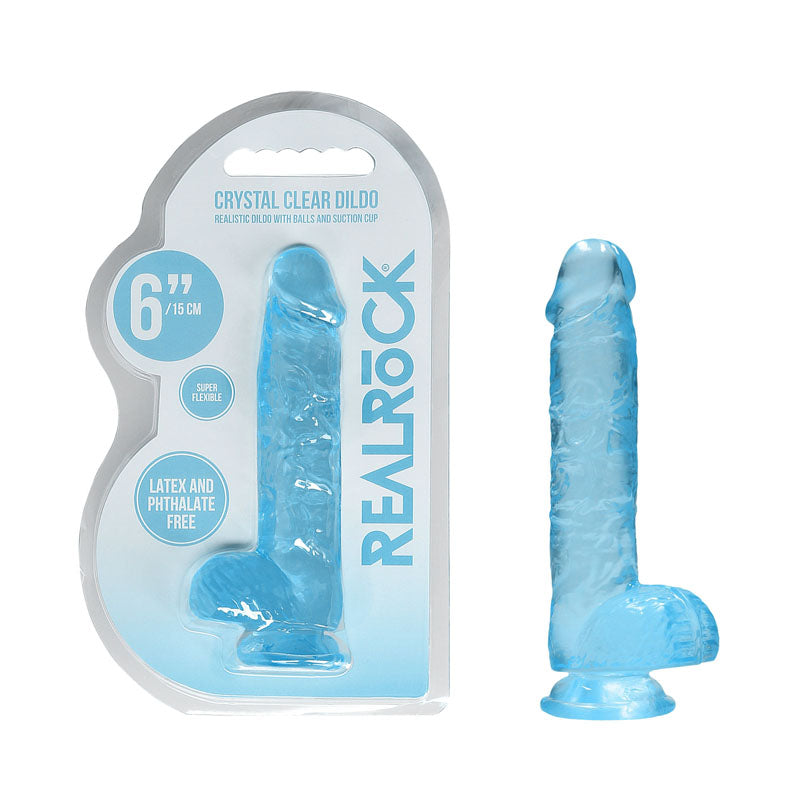 REALROCK DONG – Realistic Design – Body-Safe Silicone – Blue – 15.2 cm