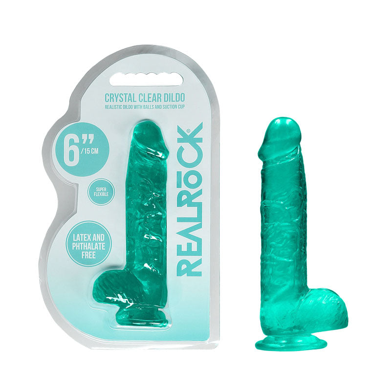REALROCK DONG – Realistic Design – Body-Safe Silicone – Turquoise – 15.2 cm
