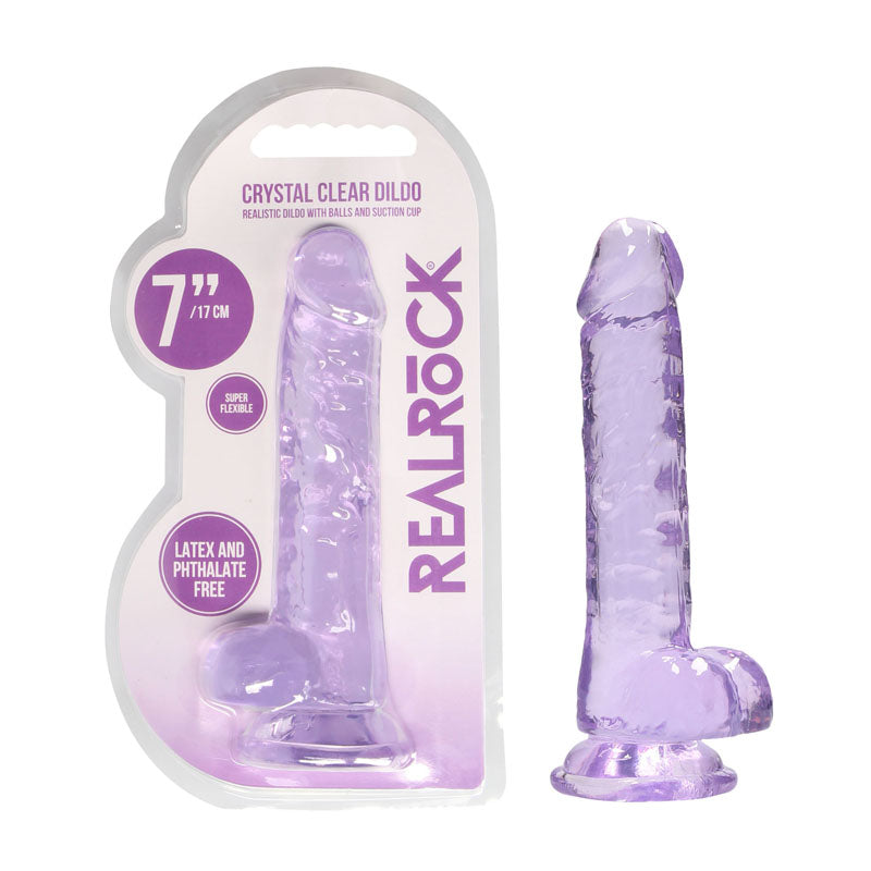 REALROCK DONG – Realistic – Body-Safe Silicone – Purple – 17.8 cm