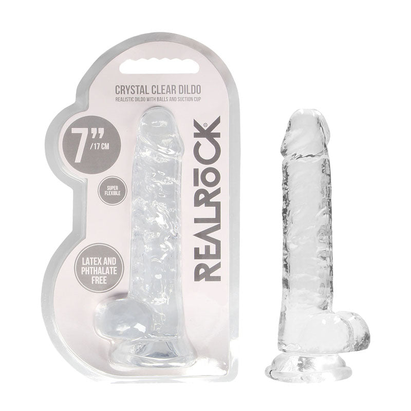 REALROCK DONG – Realistic Design – Body-Safe Silicone – Clear – 17.8 cm