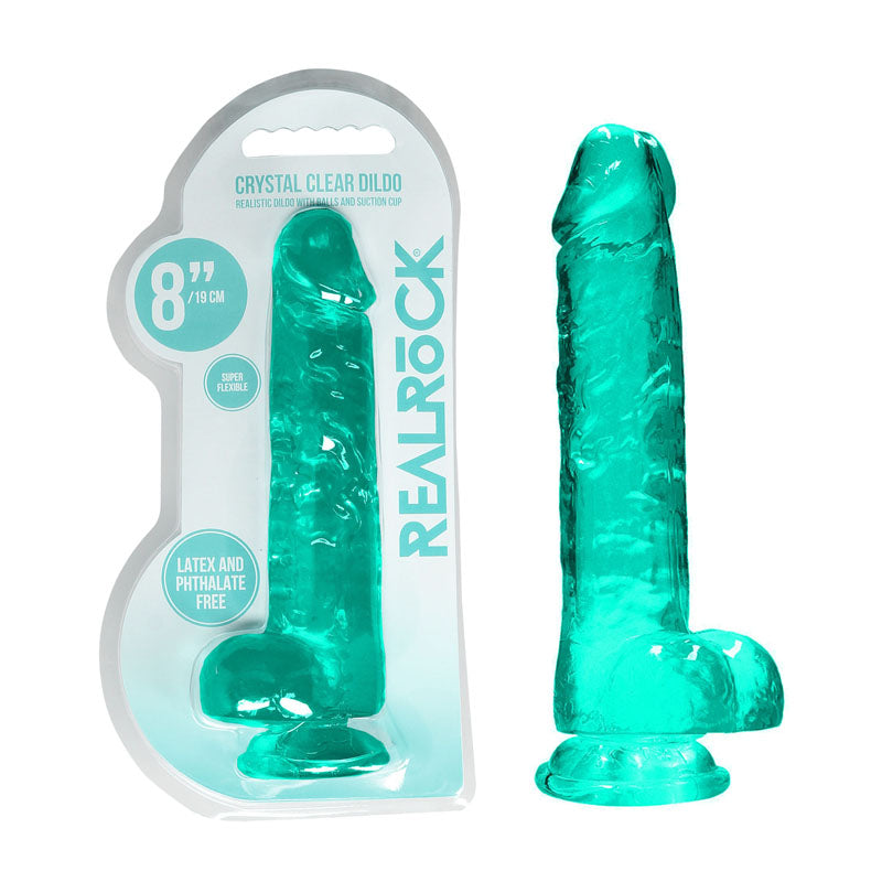 REALROCK Dongs – Realistic Design – Body-Safe Silicone – Turquoise – 20.3 cm
