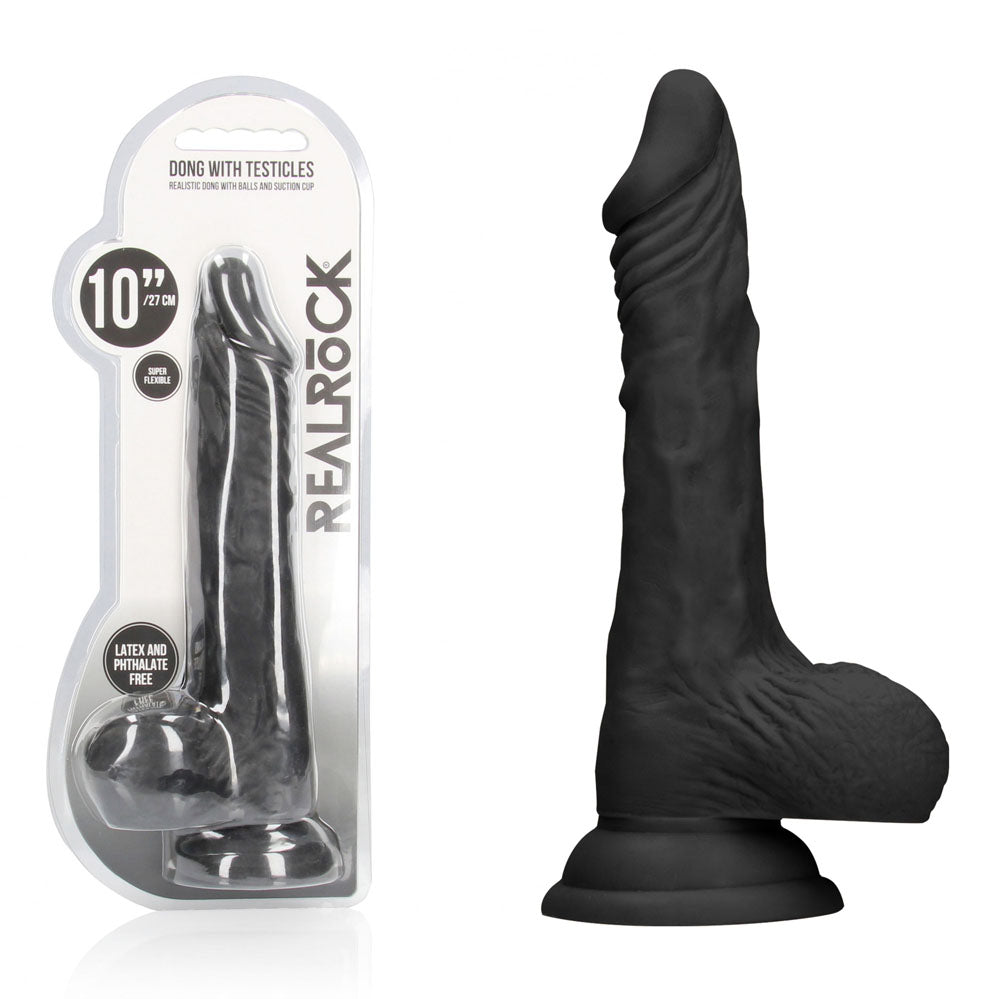 REALROCK Dong – Realistic, Body-Safe Silicone – Black – 25.4 cm
