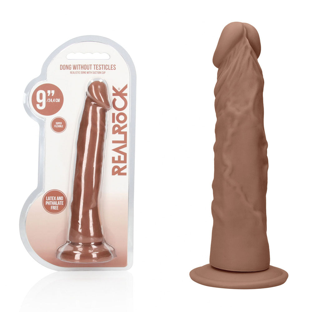 REALROCK DONG – Realistic, Body-Safe Silicone – Tan – 22.9 cm