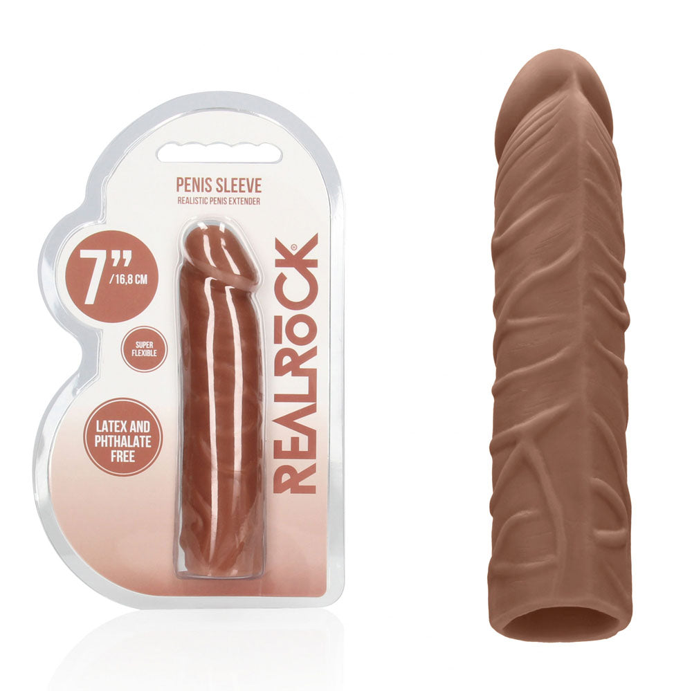 REALROCK Sleeve – Body-Safe Silicone – Tan – 17.8 cm
