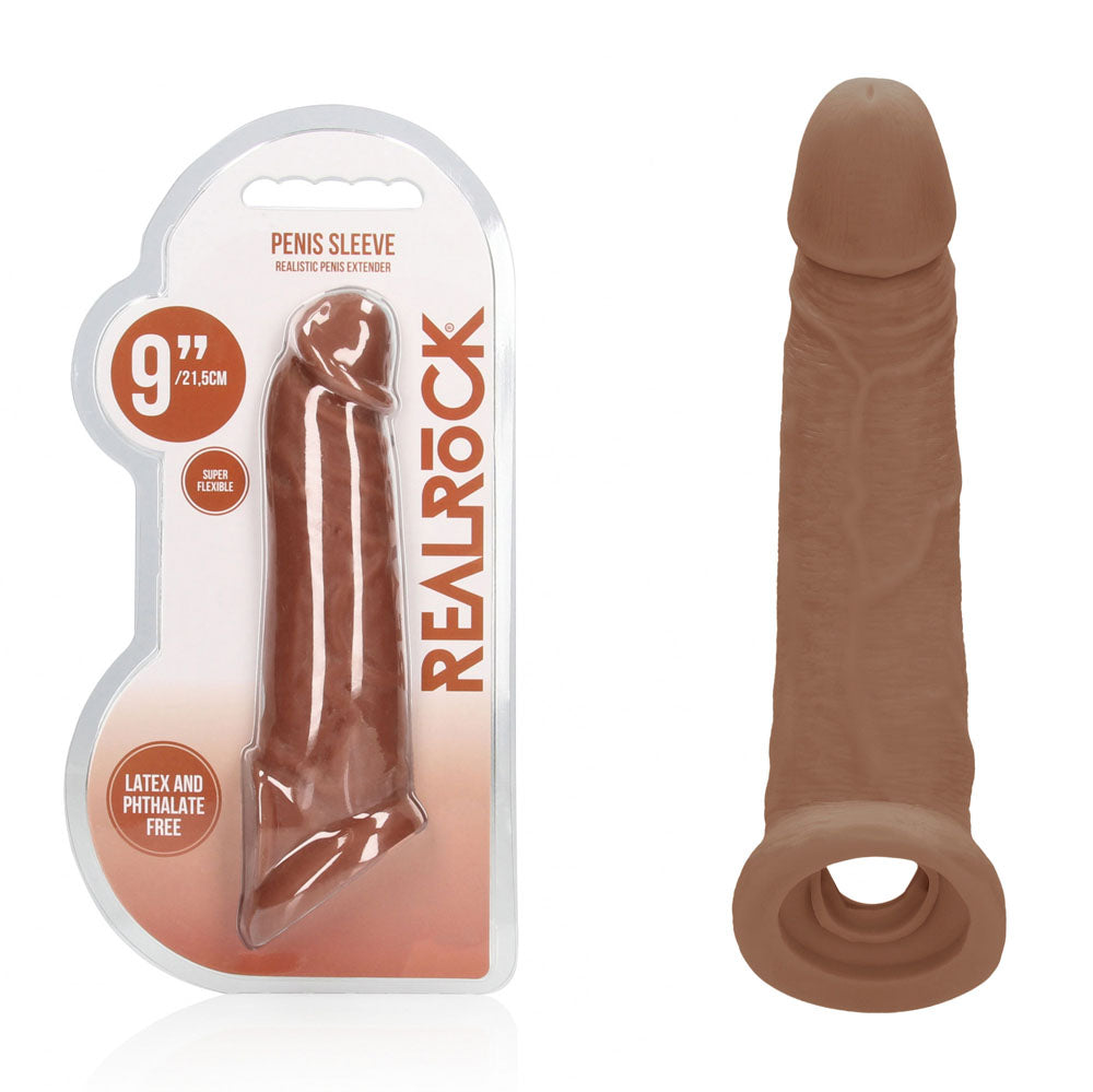 REALROCK Sleeve – Realistic Design – Body-Safe Silicone – Tan – 22.9 cm