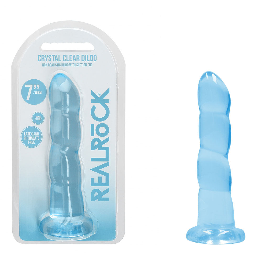REALROCK DONG – Suction Cup – Body-Safe Silicone – Blue – 17 cm