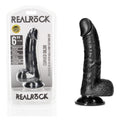 REALROCK black 15.5 cm curved dildo with balls
