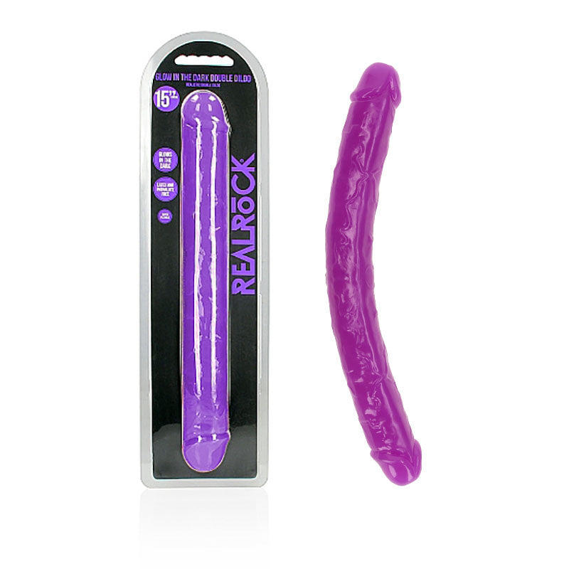 REALROCK Double Dong – Glow Feature – Body-Safe Silicone – Purple – 38 cm