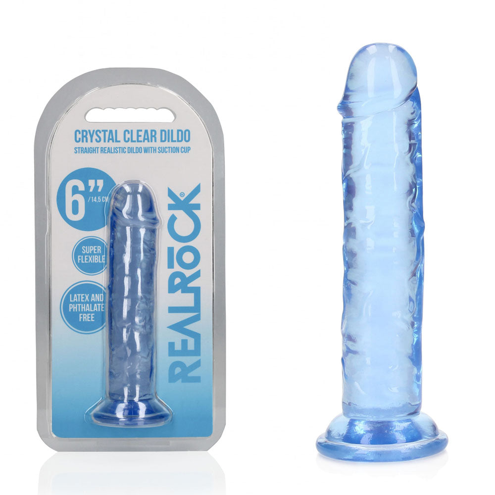 REALROCK DONG – Straight, Body-Safe Silicone – Blue – 15.5 cm