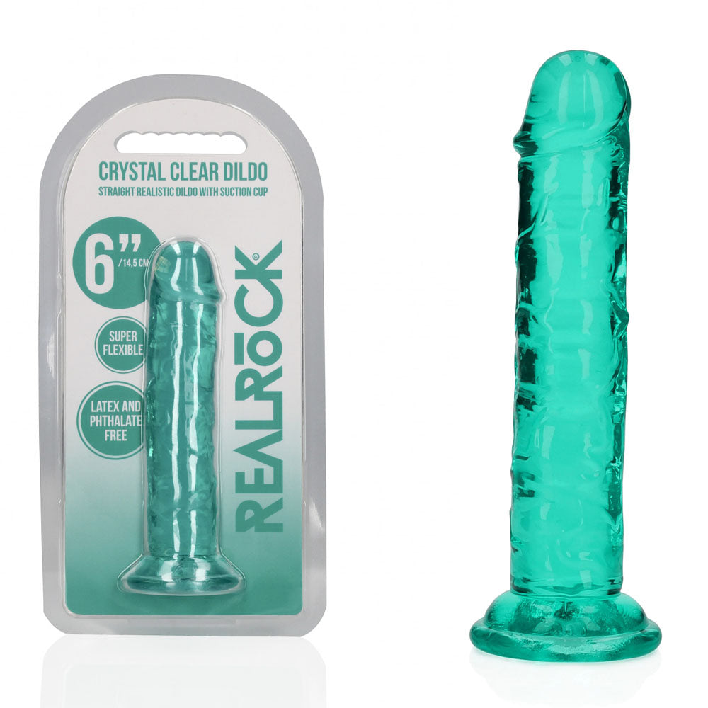 REALROCK DONG – Body-Safe Silicone – Turquoise – 15.5 cm
