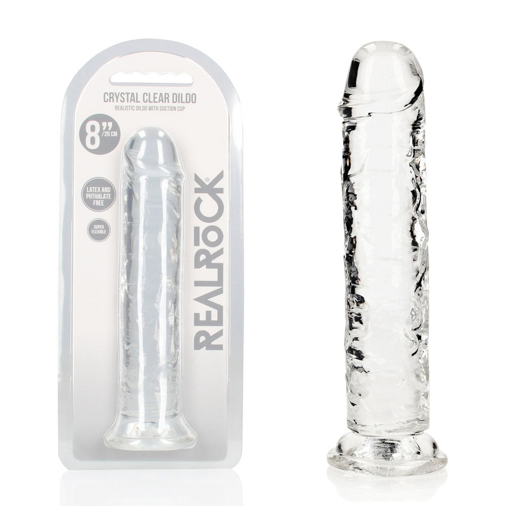 REALROCK DONG – Straight, Body-Safe Silicone – Clear – 20 cm