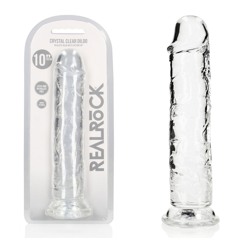 REALROCK DONG – Straight, Body-Safe Silicone – Clear – 28 cm