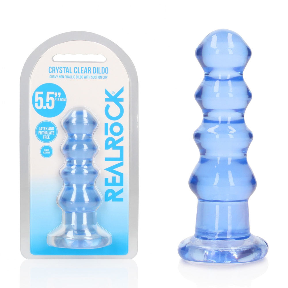 REALROCK Anal Plug – Curvy Design, Body-Safe Silicone – Blue – 14 cm